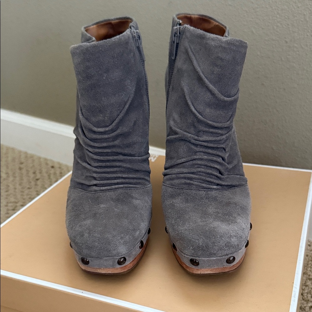 Stylish Gray Suede Ankle Booties